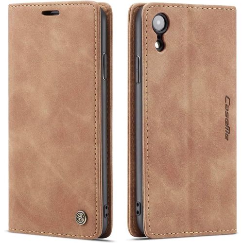 Coque Compatible Avec Iphone Xr 6.1,Anti-Choc Housse En Cuir Premium Flip Case Portefeuille Etui,Marron