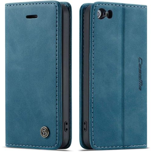 Coque Compatible Avec Iphone 5/5s/Se 2016 (4,0 Pouces),Anti-Choc Housse En Cuir Premium Flip Case Portefeuille Etui,Bleu