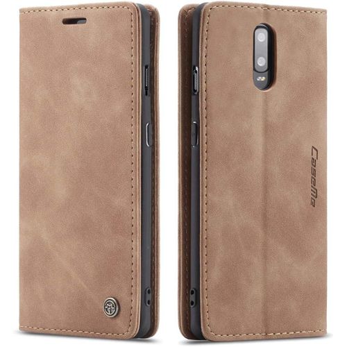 Coque Compatible Avec Oneplus 7,Anti-Choc Housse En Cuir Premium Flip Case Portefeuille Etui,Marron