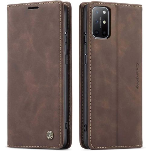 Coque Compatible Avec Oneplus 8t,Anti-Choc Housse En Cuir Premium Flip Case Portefeuille Etui,Cafe