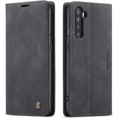 Coque Compatible Avec Oneplus Nord,Anti-Choc Housse En Cuir Premium Flip Case Portefeuille Etui,Noir