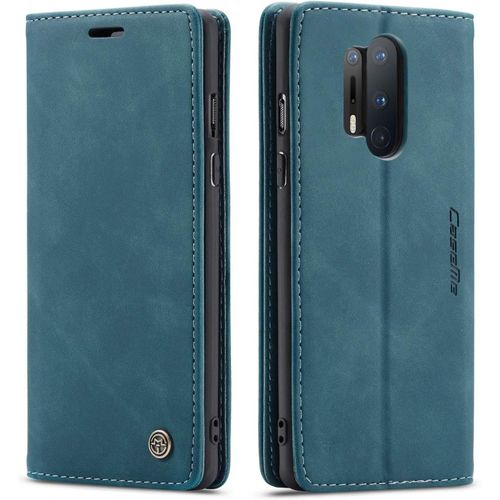 Coque Compatible Avec Oneplus 8 Pro,Anti-Choc Housse En Cuir Premium Flip Case Portefeuille Etui,Bleu