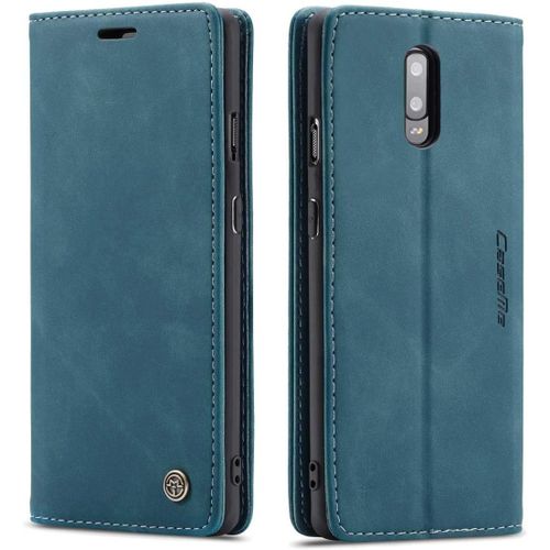 Coque Compatible Avec Oneplus 7,Anti-Choc Housse En Cuir Premium Flip Case Portefeuille Etui,Bleu