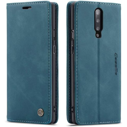 Coque Compatible Avec Oneplus 7 Pro,Anti-Choc Housse En Cuir Premium Flip Case Portefeuille Etui,Bleu