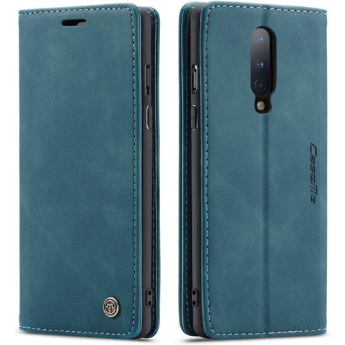 Coque Compatible Avec Oneplus 8,Anti-Choc Housse En Cuir Premium Flip Case Portefeuille Etui,Bleu