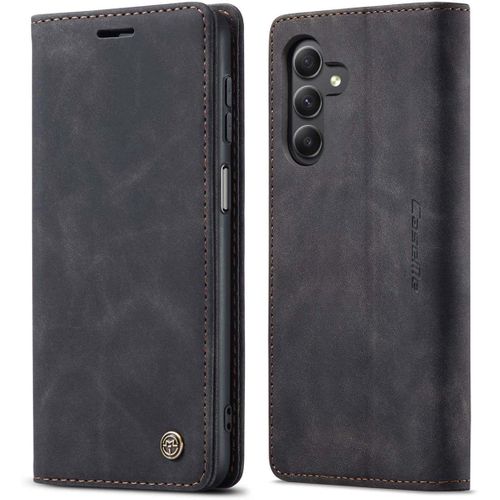 Coque Compatible Avec Samsung Galaxy A24 4g,Anti-Choc Housse En Cuir Premium Flip Case Portefeuille Etui,Noir