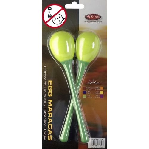 Stagg Egg-Ma L/Gr Paire De Maracas Oeufs En Plastique À Long Manche Green