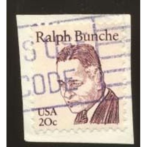 Timbre U S A, Ralph Bunche, 20 Cents, Oblitéré