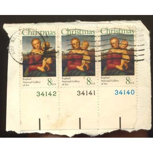 Timbre U S A, Christmas 1973, Raphaël, National Gallery Of Art, 8 Cents, Oblitéré