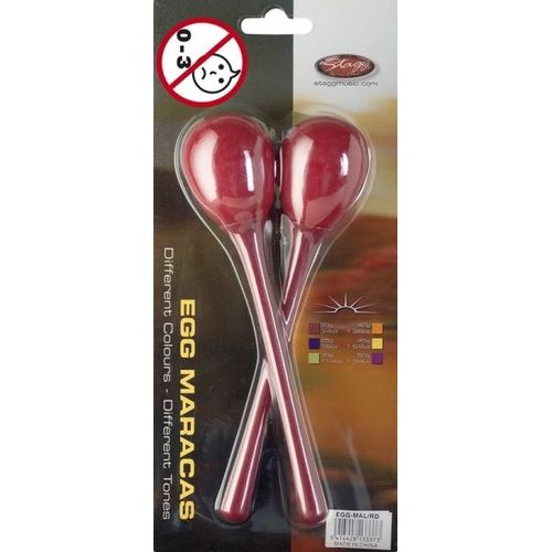 Stagg Egg-Ma L/Rd Paire De Maracas Oeufs En Plastique Ã  Long Manche Red