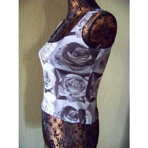 Top - Motifs Roses Grises - Renatto Bene -  T.2