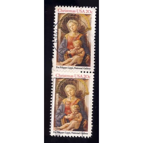 Timbre U S A, Christmas 1985, Fra Filippo Lippi, National Gallery, 20 Cents, Oblitéré En 1982