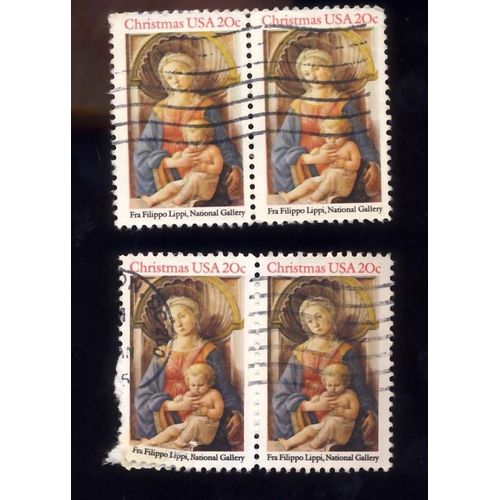 Timbre U S A, Christmas, Fra Filippo Lippi, National Gallery, 20 Cents, Oblitéré