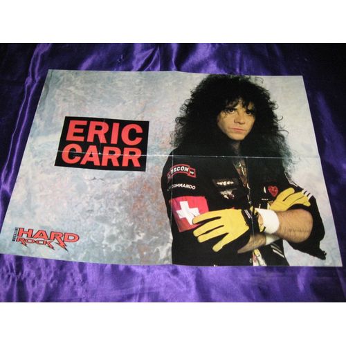 Kiss Poster Eric Carr 4 Pages Hard Rock Mag Avec Megadeth Au Verso