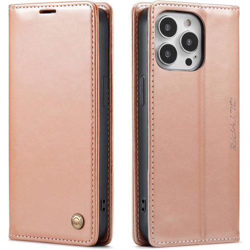 Etui Coque Pour Iphone 15 Pro Max, Portefeuille Fentes Cartes Housse Antichoc Cuir Pu Vintage Portefeuille Etui Compatible Avec Iphone 15 Pro Max - Or Rose