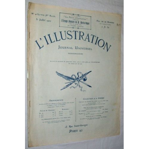 L'illustration N° 4039 Du 31/07/1920 Accord Franco-Belge Vieux Paris Russie Pologne Vanderbilt