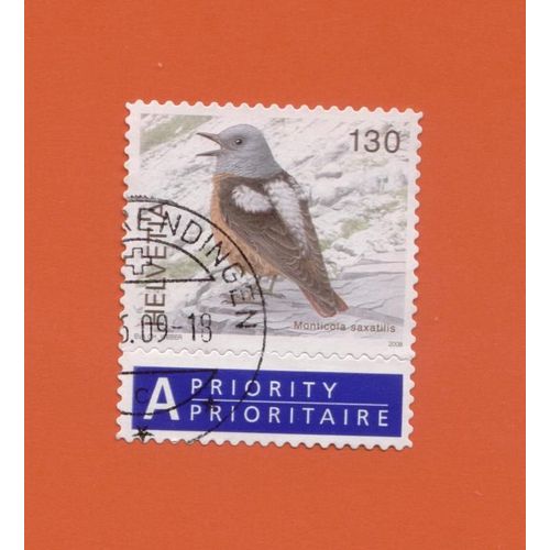 Timbre Oblitéré Used Stamp Selo Carimbado Sello Estampado Helvetia 130 Monticola Saxatilis Suisse Switzerland 2006