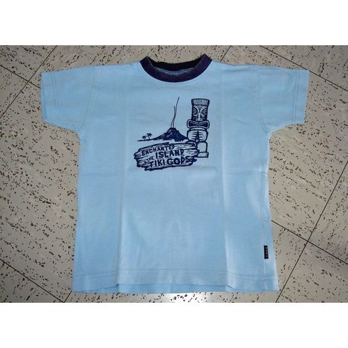 T-Shirt Manches Courtes Bleu Clair Motif Ile Volcan Totem H&m Logg Taille 18 Mois