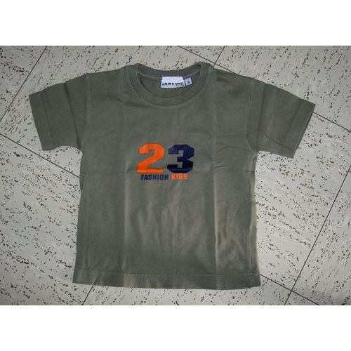 T-Shirt Manches Courtes Vert Kaki Motif 23 Orange Jamy Kidswear Taille 3 Ans
