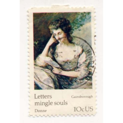 Timbre U S A, Gainsborough, Letters Mingle Souls, Donne, 10 Cents, Oblitéré