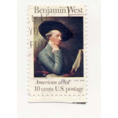 Timbre U S A, Benjamin West, American Artist, 10 Cents, Oblitéré