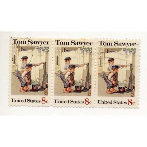 Timbre U S A, Tom Sawyer, 8 Cents, Oblitéré