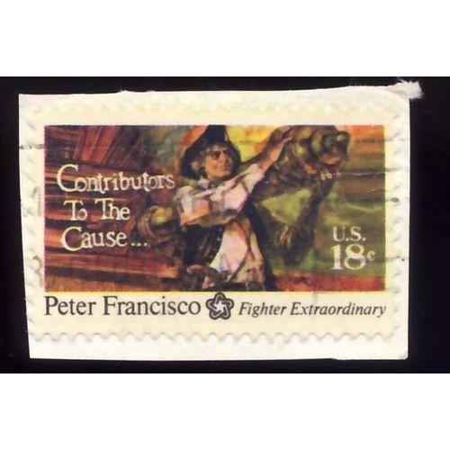 Timbre U S A, Contributors To The Cause, Peter Francisco, Fighter Extreardinary, 18 Cents, Oblitéré