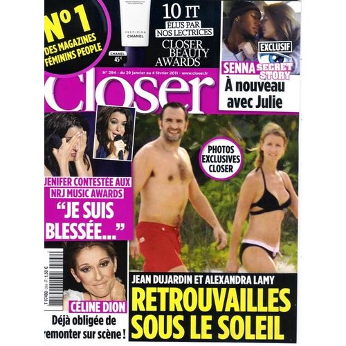 Closer  N° 294 : Dujardin+Lamy/ Jenifer/ Aniston/ Senna/ Rihanna/ Beckham/ Dion/ Biel/ Mcconaughey/ Rex/ I.Lucas/ Inna/ E.Thomas