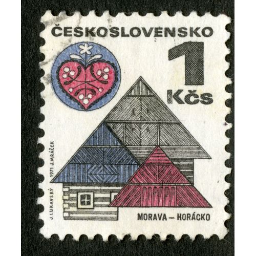 Timbre Oblitéré Ceskoslovensko, Morava-Horacko, 1 Kcs, 1971