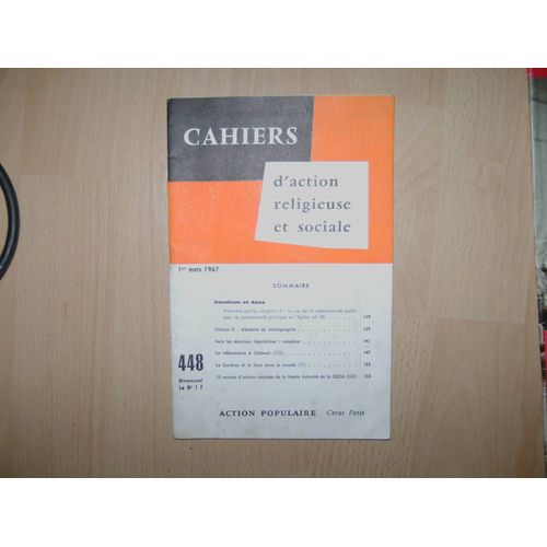 Cahiers D'action Religieuse Et Sociale  N° 448