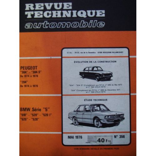 Revue Technique Automobile  N° 356 : Bmw Série 5 - 518 - 520 - 520i - 525 - 528