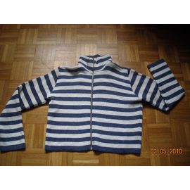 Gilet Pimkie Rayé Bleu Blanc Cassé Court Taille 2