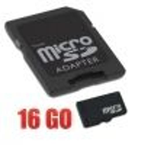 Micro SDHC 16 Go avec adaptateur SD