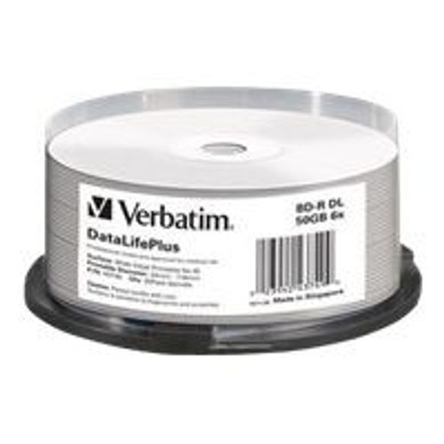 Verbatim DataLifePlus - 25 x BD-R DL - 50 Go 6x - surface imprimable large - spindle
