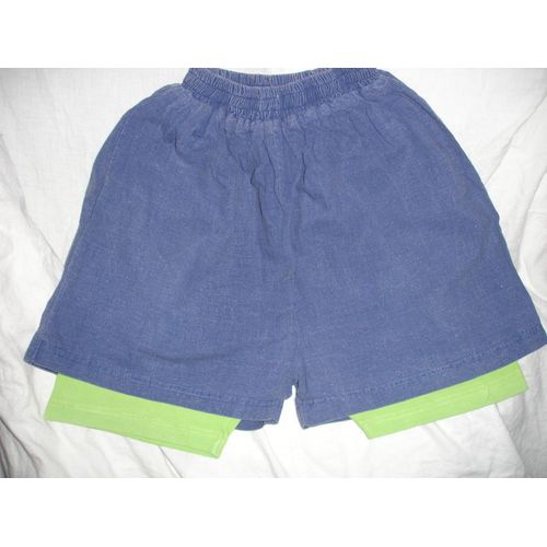 Bermuda Jeans Doublé D'un Caleçon Vert Pomme