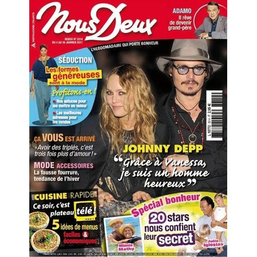 Nous Deux  N° 3314 : Johnny Depp : Grace À Vanessa Je Suis Un Homme Heureux / Les Formes Généreuses Sont À La Mode/ 20 Stars Nous Confient Leur Secret/