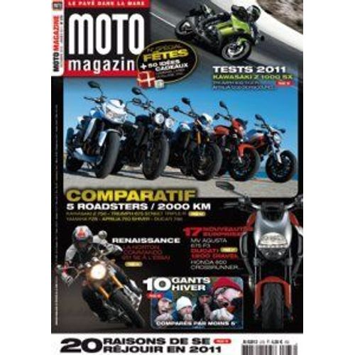 Moto Magazine  N° 273 : Comparatif 5 Roadsters Tests 2011 Sur Kawa