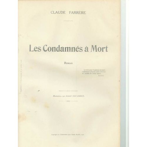Les Condamnés À Mort De Claude Farrère  N° 0 : Supplément À L'illustration, 1920 ( 5 Fascicules)