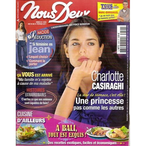 Nous Deux  N° 3320 : Charlotte Casiraghi (Couv + 2p) Farah Diba (1/4p) Anthony Kavanagh (1/2p) Sylvie Joly (1p) Marc-Emmanuel (1p)