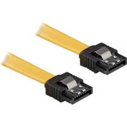 Delock Cable SATA - Câble SATA - Serial ATA 150/300 - SATA (F) pour SATA (F) - 70 cm - verrouillé, connecteur droite - jaune