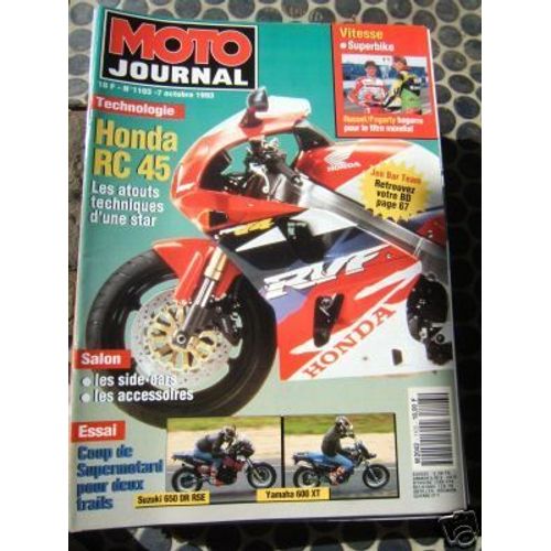 Moto Journal  N° 1103 : Honda Rc 45; Essai: Suzuki 650 Dr Rse, Yamaha 600 Xt; Vitesse Superbike: Russel/Fogarty Bagarre Pour Le Titre Mondial; Salon Les Sides-Cars Les Accessoires