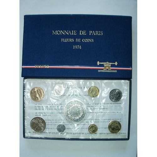 Coffret Complet Fleur De Coin 1974 Monnaie De Paris Fdc Avec 50 Francs Argent Hercule