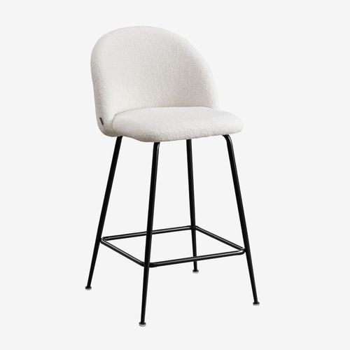 Tabouret Haut En Chenille Kana Design Blanc Noir ?65 Cm