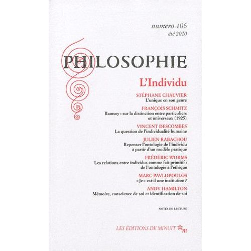 Philosophie N° 106 - L'individu