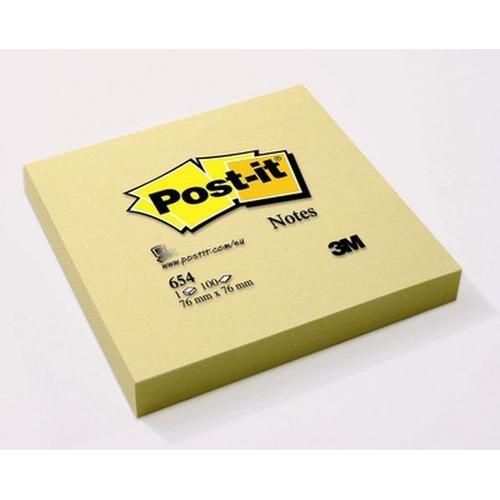 Post-It - Bloc De 100 Feuilles Jaune Pastel Uni 76x76mm