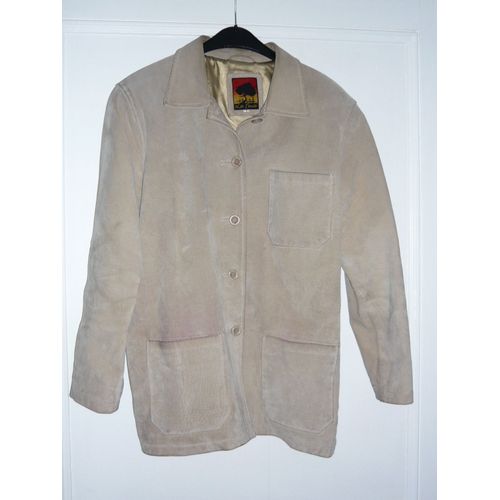 Veste 100 % Croute De Porc Cuir Couleur Mastic 42