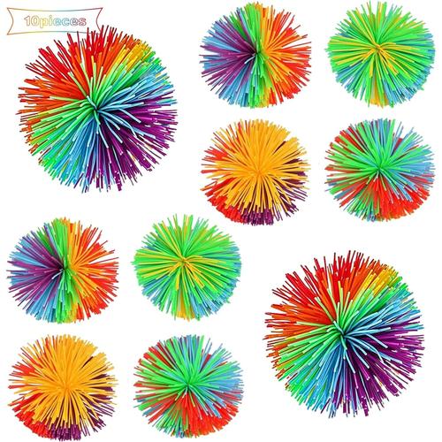 10 Pi¿¿Ces Boules Stringy De Singe, Fidget Sensoriel Boules ¿¿ Fils Boules De Stress Rebondissantes Balle En Silicone Multicolore, Pour Jouets Adultes Et Enfants