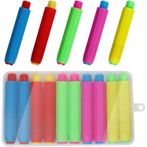 Porte Craie,10 Pcs Porte Craie Pour Tableau Noir De 5couleur, Porte ¿¿ Craie Ajustable Avec Un Boite De Rangement, Chalk Holder En Plastique Pour L'¿¿Cole,Bureau Professeur Et Enfants