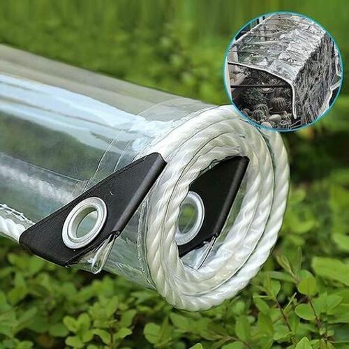 Bâche Transparente Extérieur avec Oeillets, Bâche en Plastique PVC Bâche Imperméable Transparente Indéchirable et Coupe-Vent Bâche pour Les Plantes Serre Toit 1.2m X 3m