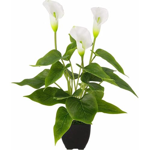 Fleur Calla Plantée I.T., Polyester, Plastique, Blanc, 42 X 20 X 20 Cm-